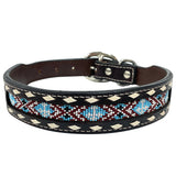 Floral Beaded Symmetry Designs Western leather Dog Collar