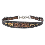 Wild Cat Cheetah Print Hand Tooled Horse Western Leather Wither Straps Dark Brown