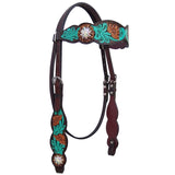 Jora Autumn Hand Painted Horse Western Leather Headstall Brown