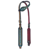 Turquoise Symmetry Horse Western Leather One Ear Headstall