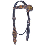 Tropical Snake Floral Hand Carved Horse Western Leather Headstall