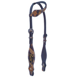 Tropical Snake Floral Hand Carved Horse Western Leather One Ear Headstall