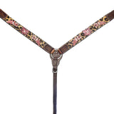 Lilibeth Floral Horse Western Leather Breast Collar Antique Brown