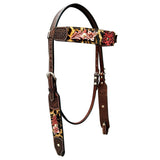 Lilibeth Floral Horse Western Leather Headstall Brown