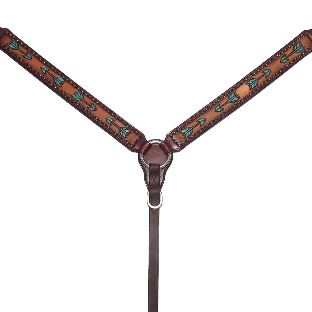 Austin Arrow Spotted Hand Painted Horse Western Leather Breast Collar Brown