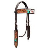 Elky Poker Card Hand Painted Horse Western Leather Headstall Brown
