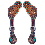 Sunflower Hand Carved Horse Western Leather Spur Strap