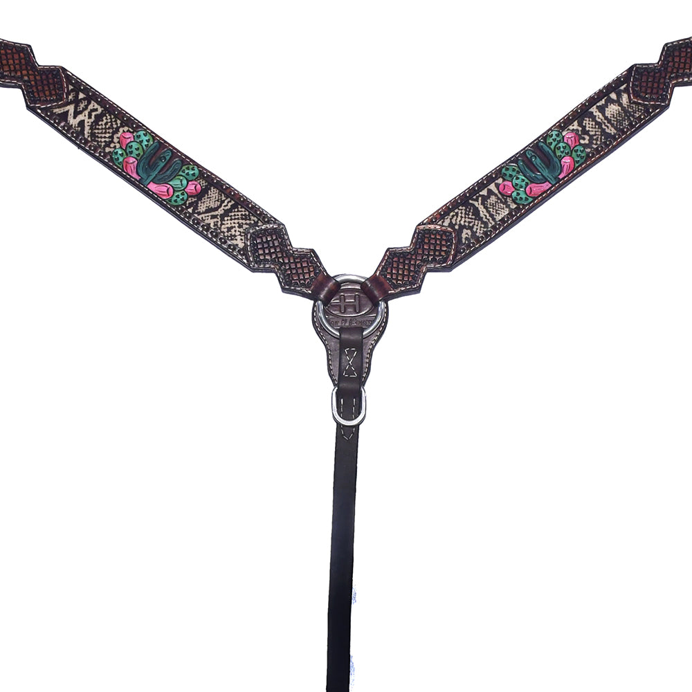 Mack Cactus Hand Painted Horse Western Leather Breast Collar