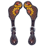 Holly Sunflower Hand Painted Horse Western Leather Spur Strap