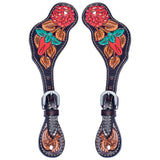 Floral Hand Painted Horse Western Leather Spurs Strap