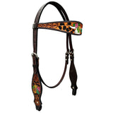 Lady Holly Hand Painted Horse Western Leather Headstall Dark Brown