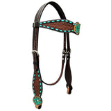 Tammy Basket Flower Hand Carved Horse Western Leather Headstall Brown