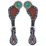 Turquoise Bloom Tammy Basket Horse Western Leather Spur Strap