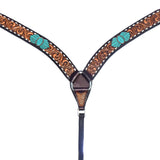 Buckstitch Leaf Hand Carved And Painted Horse Western Leather Breast Collar  Brown