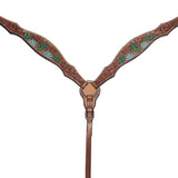 Cactus Hand Painted Horse Western Leather Breast Collar Tan