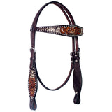 Exotic Snake Horse Western Leather Headstall Dark Brown