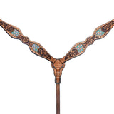 Natural Floral Designs Hand Carved Horse Western Fashion Premium Leather Breast Collar