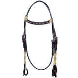 Spots Classic Rawhide Horse Western Leather Headstall Dark Brown