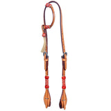 Red Rawhide Horse Western Leather One Ear Headstall Tan