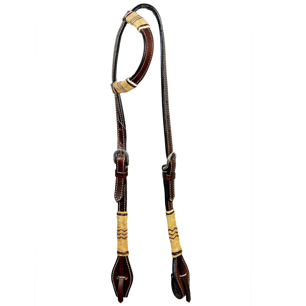 Natural Rawhide Horse Western Leather One Ear Headstall Brown