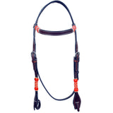 Red Classic Rawhide Horse Western Leather Headstall Brown