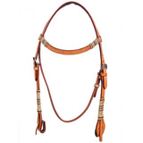 Natural Rawhide Horse Western Leather Headstall Tan