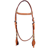 Rawhide Hand Tooled Horse Western Leather Headstall Tan