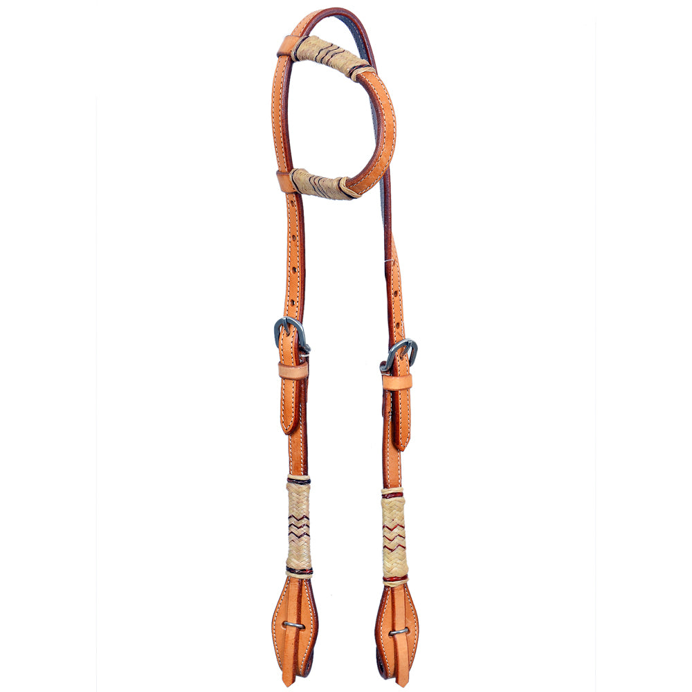 Natural Rawhide Horse Western Leather One Ear Headstall Tan