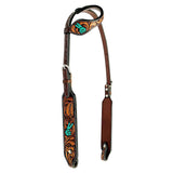 Elky Smith Leaf Hand Carved Horse Western Leather One Ear Headstall Brown