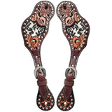 Exotic Snake Hand Tooled Horse Western Leather Spur Strap Brown
