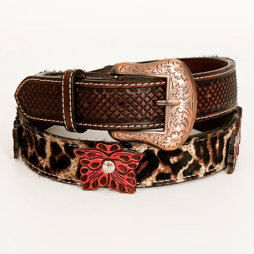Lilibeth Hand Tooled  Western leather Men And Women Belt Brown