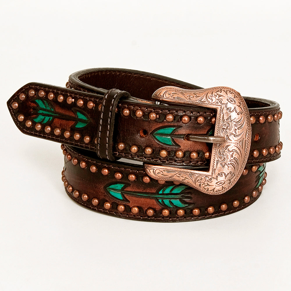 Austin Arrow Spotted Hand Painted Western leather Men And Women Belt Brown