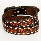 Premium Quality Floral Hand Carved Western Leather Men And Women Belt Brown