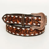 Premium Quality Floral Hand Carved Western Leather Men And Women Belt Brown
