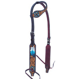 Oak Leaves Hand Painted Horse Western Leather One Ear Headstall