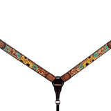 Sunflower Hand Painted Horse Western Leather Breast Collar