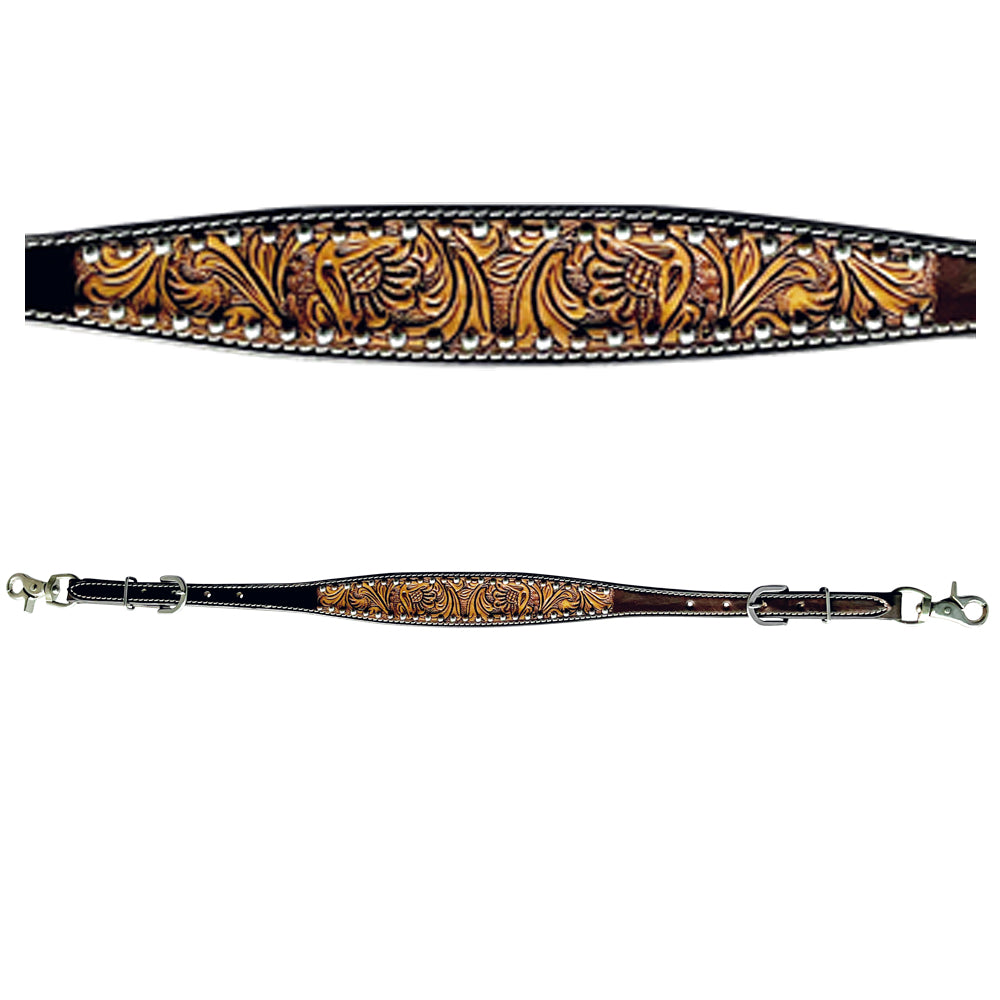Sunflower Floral Hand Carved Horse Western Leather Wither Straps