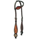 Classic Pinwheel Sunflower Hand Painted Horse Western Leather One Ear Headstall