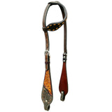 Leaf Hand Carved Horse Western Leather One Ear Headstall Brown