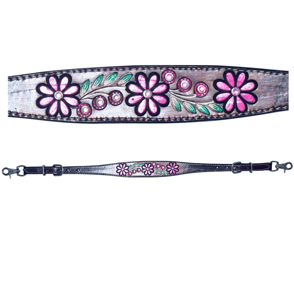 Floral Hand Painted Horse Western leather Wither Straps