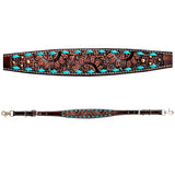 Turquoise Sunflower Hand Carved Horse Western Leather Wither Straps