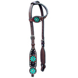 Berry Floral Horse Western Leather One Ear Headstall Brown