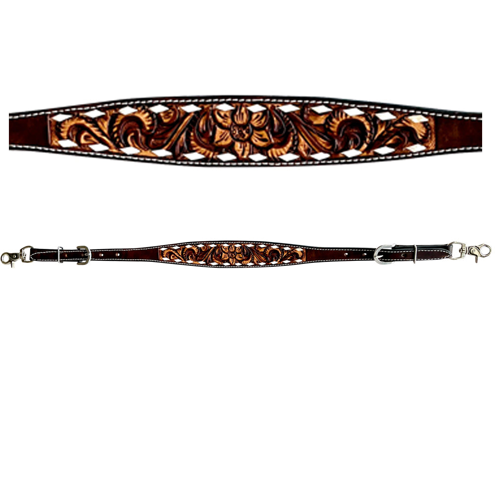 Classic Floral Hand Carved  Horse Western Leather Wither Straps