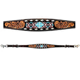 Beaded Symmetry Floral Hand Carved Horse American Leather Wither Straps