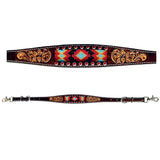 Floral Beaded Hand Carved Horse Western Leather Wither Straps