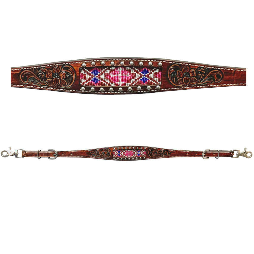 Wither Straps Horse Beautifully Hand Crafted In Genuine Leather With Inlaid bead work