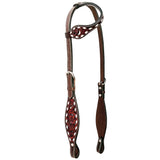 Floral Hand Tooled Horse Western Leather One Ear Headstall Brown