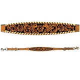 Floral Hand Tooled Black Inlay Horse Western leather Wither Straps Tan
