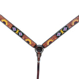 Sunflower Hand Painted Horse Western Leather Breast Collar Tan