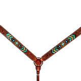 Floral Beaded Hand Carved And Painted Horse Western Leather Breast Collar